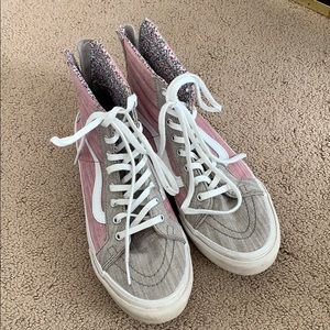Pink and Grey textured/ floral Vans